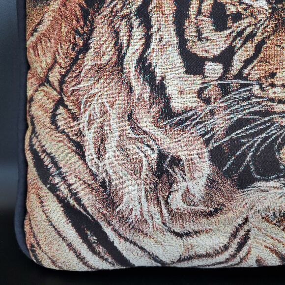 15x15 Tiger Tapestry Pillow Wildlife Decor Big Cat Accent Cushion - Picture 4 of 5